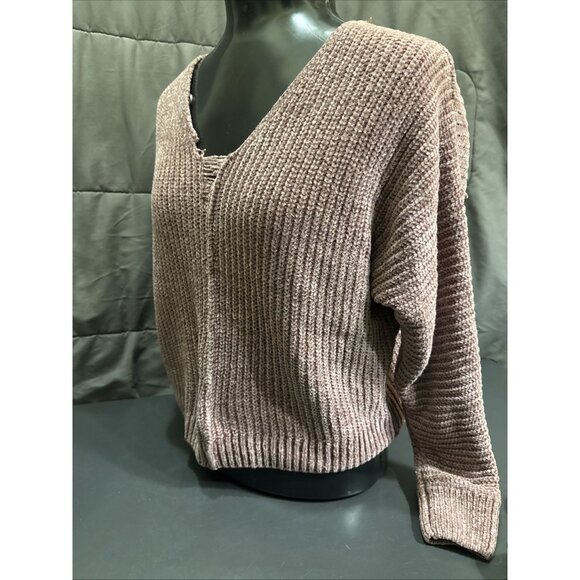 Pink Rose Sweater Womens Small Dusty Rose Soft Pullovers V-neck Long Sleeve - Picture 8 of 16